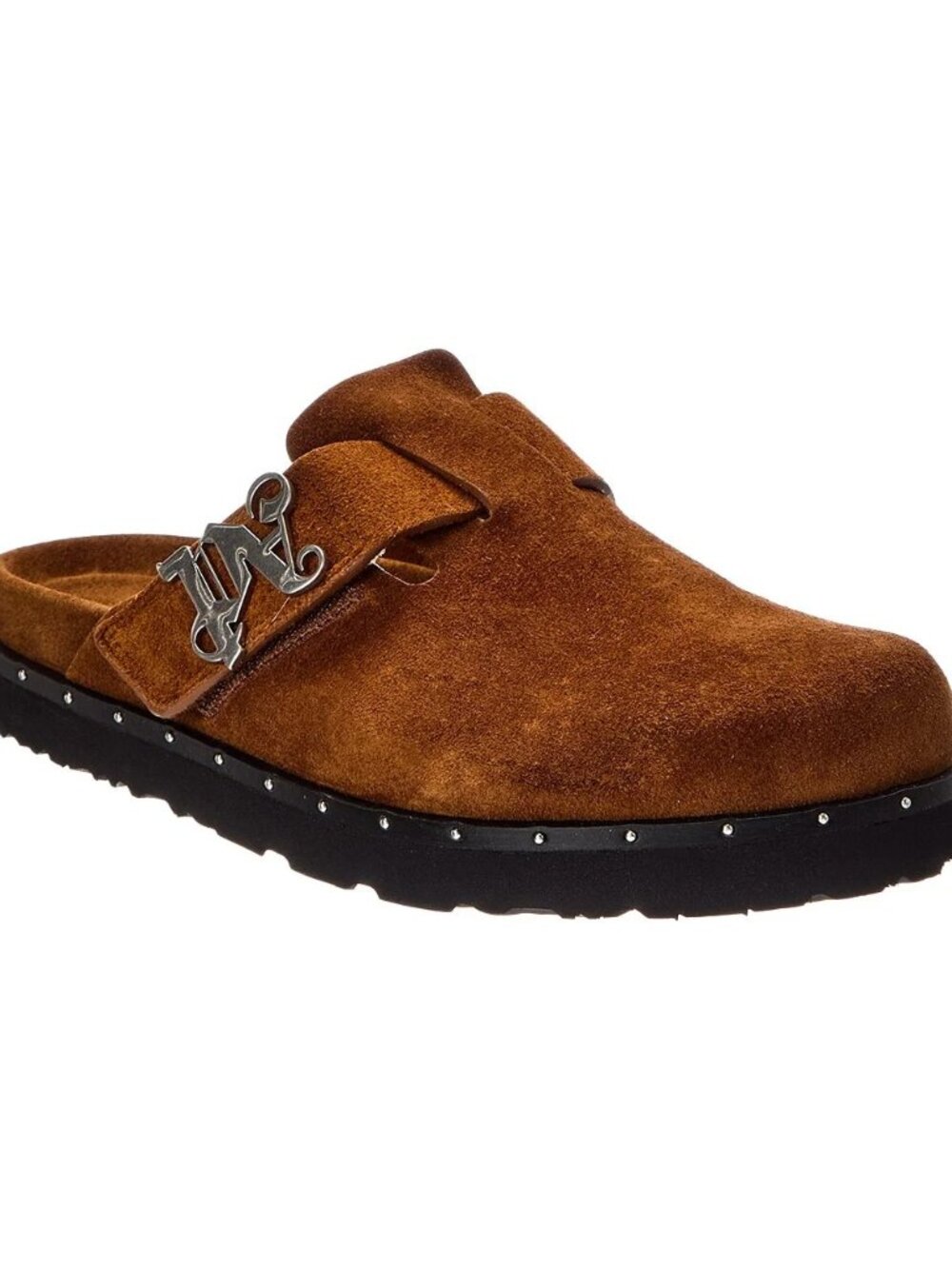 $860- Palm Angels Men's PM1J005R24LEA0026000 Studded Brown Suede Mule- RARE
